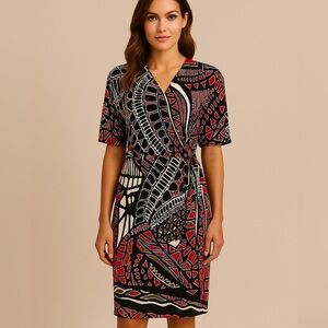 Cato Modern Tribe in Bossa Nova Multicolor Geometric Print Wrap Dress NWT